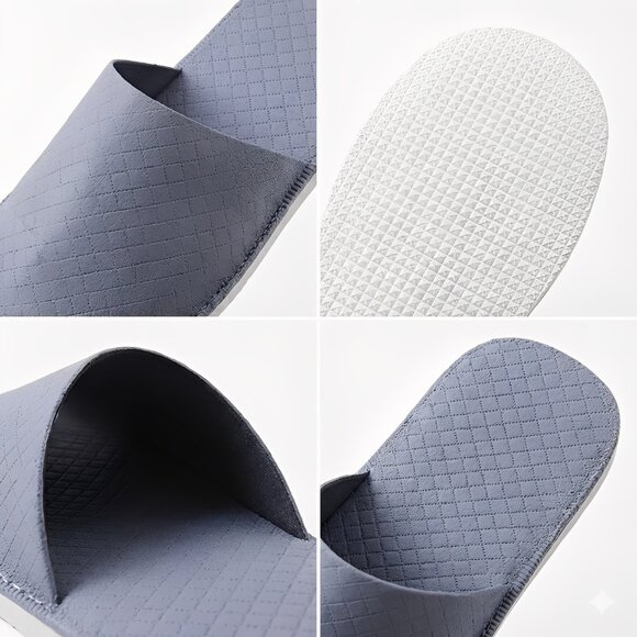 Quilted Closed Toe Slippers with Anti-Slip Sole for Guests,Travel (Unisex) - Picture 3 of 7